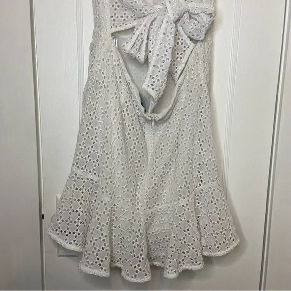 Bardot Nadia Tie Back Mini Eyelet Dress in ivory white size 12 - Picture 12 of 15